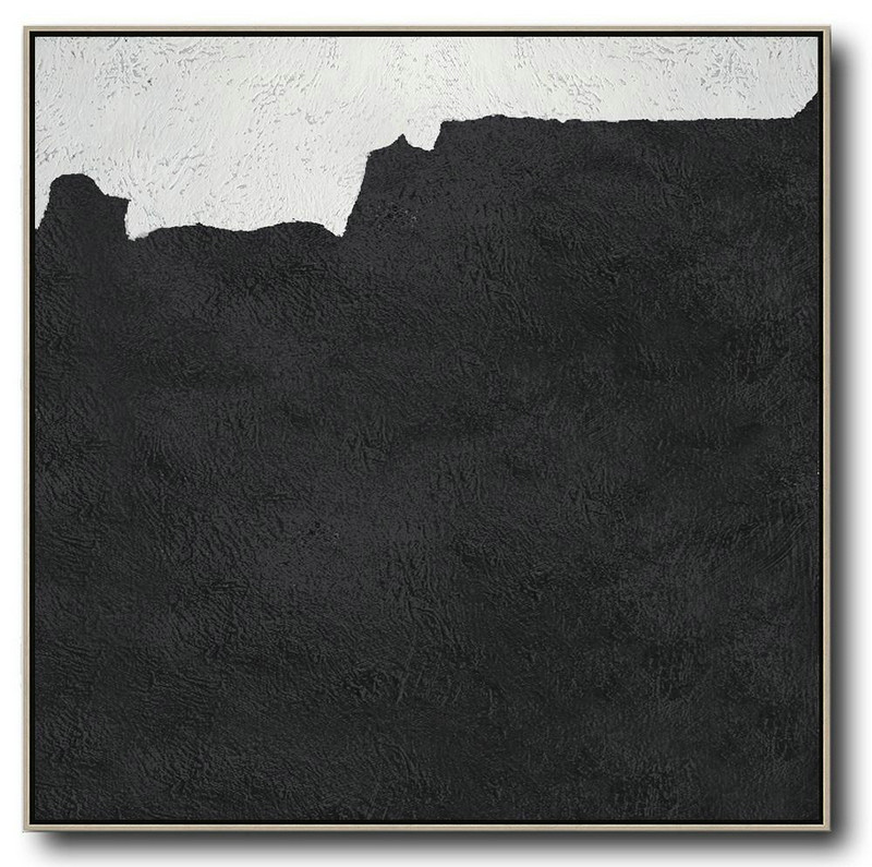 Handmade Large Painting,Oversized Minimal Black And White Painting - Abstract Oil Painting